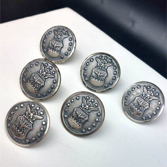 WWII US Military Great Seal Buttons Set of 6 Waterbury Scovill 7/8" USAF - Picture 2 of 6